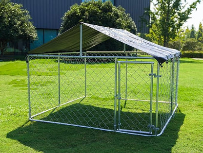 Petony Outdoor Dog Playpen Heavy Duty Dog Kennel House Mesh Dog Big Cage Pet Kennel Steel Fence with Secure Lock (6.56‘x 6.56’)