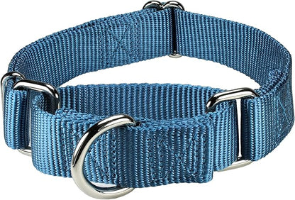 Mikivery Martingale Dog Collar Nylon Adjustable and Safety Training Colourful Comfortable Metal Buckle Pet Collars for Small Medium and Large Dogs(Haze,M)