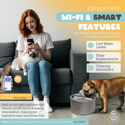 Replacement Filters for TK-WF119L Smart Stainless Steel Cat Water Fountain with WI-FI App Control, 3.5L/118oz Ultra-Quiet Pet Fountain Replacement Filters, Set of 6 Filters & 6 Sponges