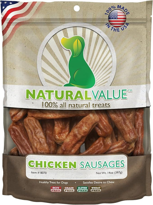 Loving Pets Natural Value Chicken Sausages - Soft Jerky Dog Treats for Large & Small Breeds - Healthy Gluten, Wheat, Soy & Grain Free Pet Treats for Dogs