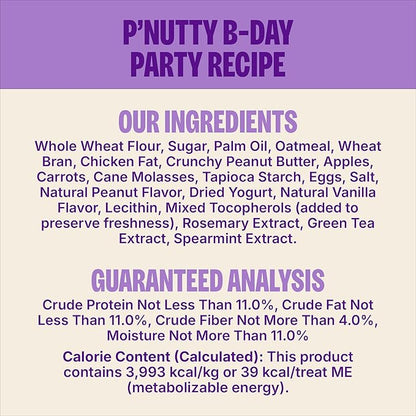 Wellness Old Mother Hubbard Milk Bar P'Nutty B-Day Party Dog Biscuits, Natural Treats, Peanut Butter Flavor with Birthday Icing, 10 oz Bag