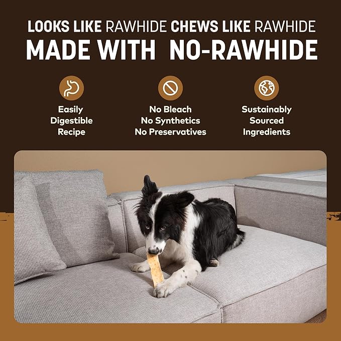 Earth Animal No Hide Strips - Natural Rawhide Free Dog Chew Strips, Venison - 4 Count
