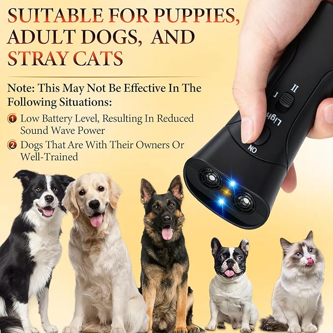 Anti Barking Device for Dogs, Ultrasonic Dog Bark Deterrent & Trainer - Stop Excessive Barking, Pet Training Tool with LED Light, Sonic Emitter for Puppies & Dogs Behavior Training