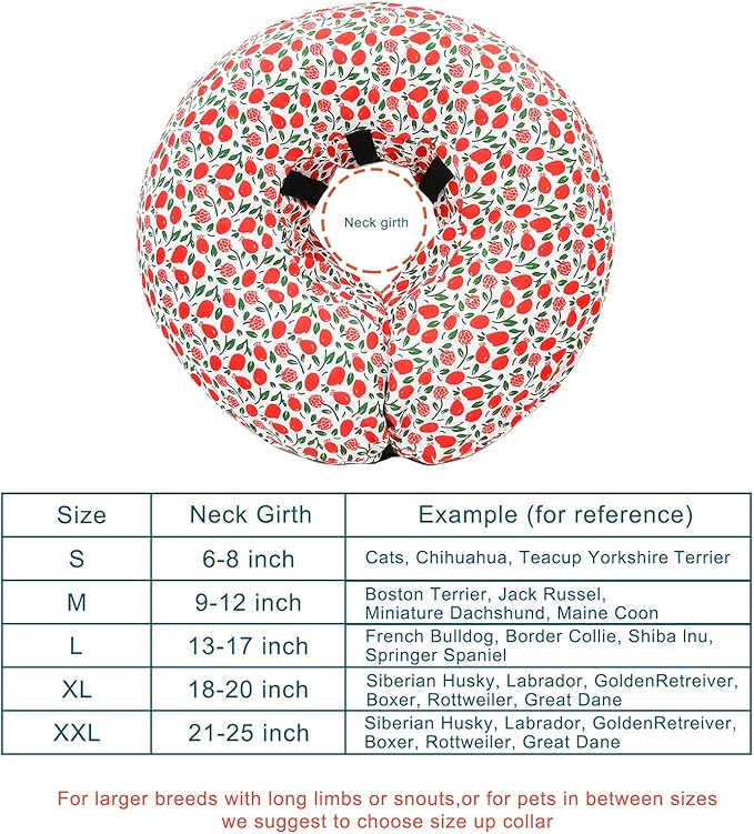 Protective Inflatable Collar for Dogs and Cats - Soft Pet Recovery Collar Does Not Block Vision, Prevents Pets from Touching Stitches, Wounds and Rashes (Floral - 1, Neck 13" - 17")