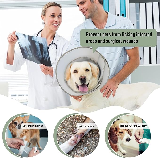 Soft Dog Cone Collar for Large Medium Small Dogs After Surgery, Adjustable Pet Recovery E-Collar, Elizabethan Collar for Dogs and Cats, Brown XLarge Long