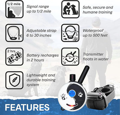 Educator ET-302 Zen Mini E Collar for Dog Training with Remote - 1/2 Mile Range, Waterproof, 100 Blunt Stimulation Levels, Tone or Vibration Mode, Night Light for Small, Medium & Large Dogs (2 Dogs)