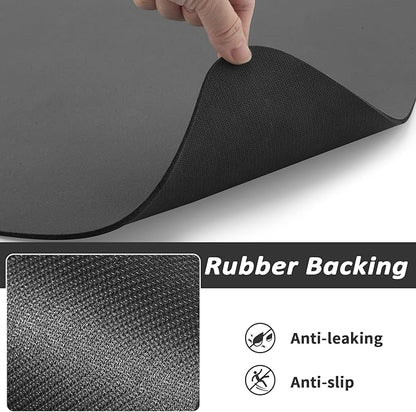 HotLive Dog Food Mat - Absorbent Cat Mat for Food and Water, No Stains Pet Feeding Bowl Mat, Easy to Clean Pet Placemats, Quick Dry Dog Water Dispenser Mat for Messy Drinkers | Paw Dark Grey 18"x 34"