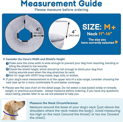 BARKLESS Dog Donut Collar, 2-in-1 Inflatable Dog Collars for After Surgery to Stop Licking Wounds, Patented Protective Donut Cone with High Shield for Small and Medium Pets (Grey, M+)