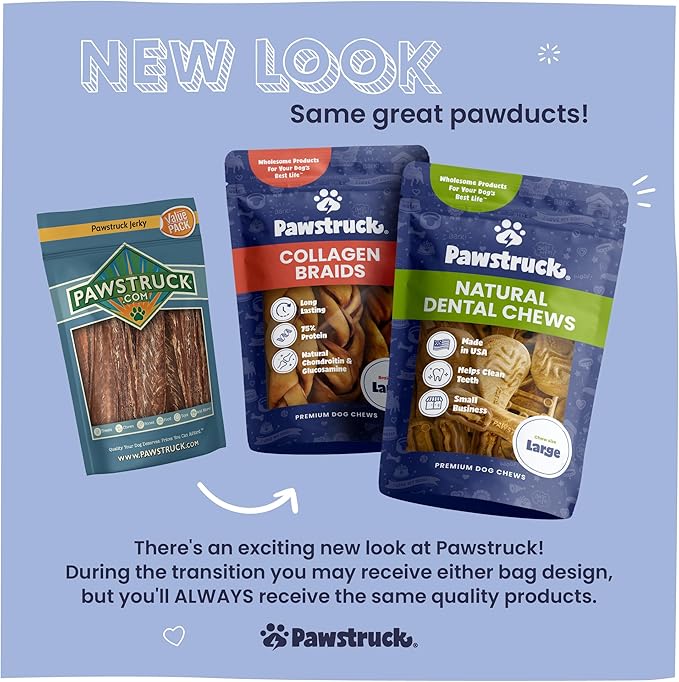 Pawstruck Bully Slices Premium Rawhide Chew Sticks, Peanut Butter Flavor - Low Fat, High Protein, Long-Lasting Treat for Dogs - No Artificial Ingredients - 1 lb Bag - Packaging May Vary