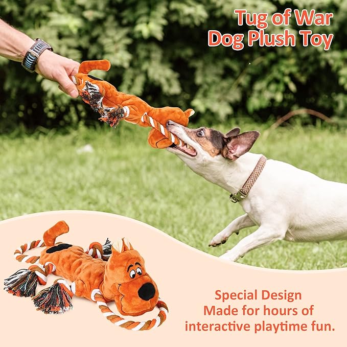 IOKHEIRA Tough Indestructible Dog Toys for Aggressive Chewers, Durable Dog Chew Toy for Large Breed,Aggressive Chew Toys for Large Dogs with Cotton Material & Crinkle Paper,Dog Chewing Toys