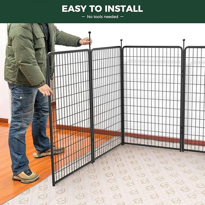 FXW Rollick Unleashed Dog Playpen for Indoor, Yard, RV Camping, 50 inch 32 Panels for Large Dogs, Black│Patented