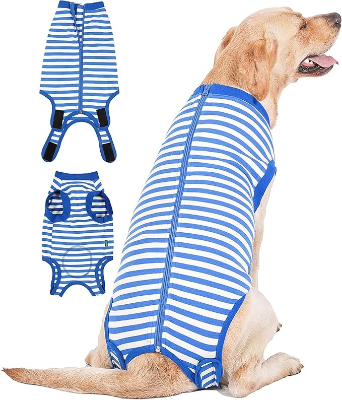 Dog Recovery Suit Surgery Shirt,Medium Female Male Wound Protective Suit,Blue M