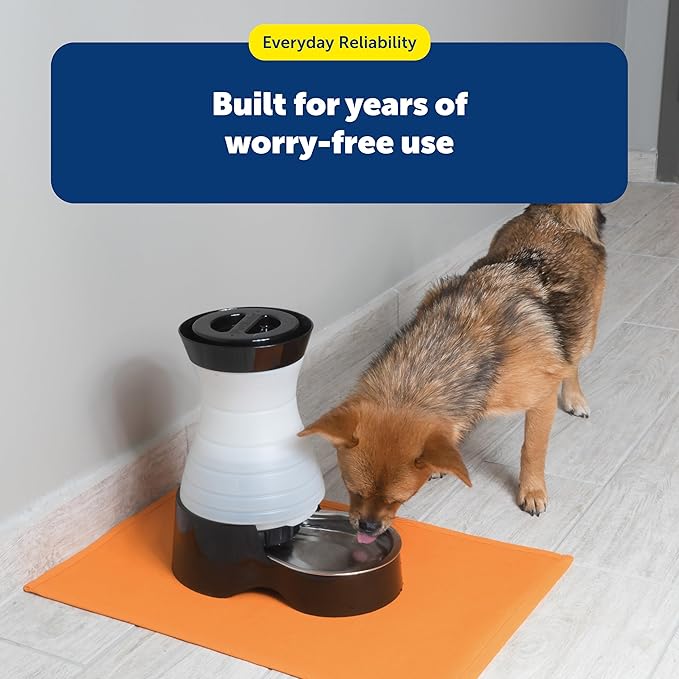 PetSafe Healthy Pet Water Station - Medium, 128 oz Capacity - Gravity Pet Water Fountain, Automatic Cat Water Fountain, Dog Water Fountain, Water Dispenser - Removable Stainless Steel Bowl Included