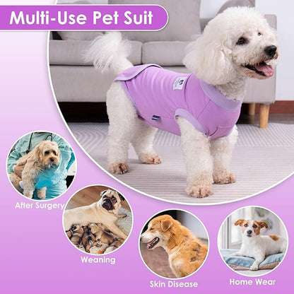 cyeollo Dog Surgery Recovery Suit Soft Breathable Female Male Pet Bodysuit for Spay, Neuter, Surgical Recovery Shirt for Small Medium Large Dogs, Purple, XS