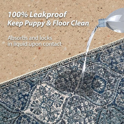 nunubaby 2PACK Washable Pee Pads for Dogs, Stylish, Non-Slip and Leak-Proof Pee Pads. Reusable Potty Pads for Dogs for Crates and Floors.(Blue/Multi, 72" x72" )