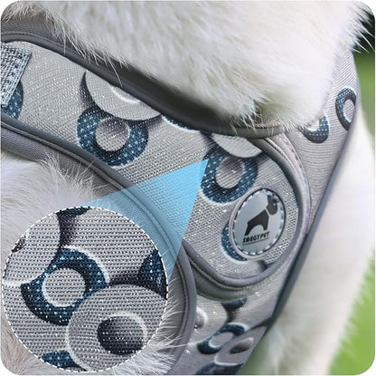 Dog Harness with Leash Set, Adjustable Step in Dog Harness with Breathable Padded Vest for Small Training (XS, Gray with Circle)