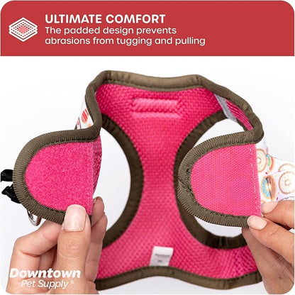Downtown Pet Supply Step-in Dog Harness – No Pull, Adjustable Padded Mesh with Reflective Trim, Secure Buckle Strap – Comfortable & Breathable Small Dog Harness, Medium, Donut