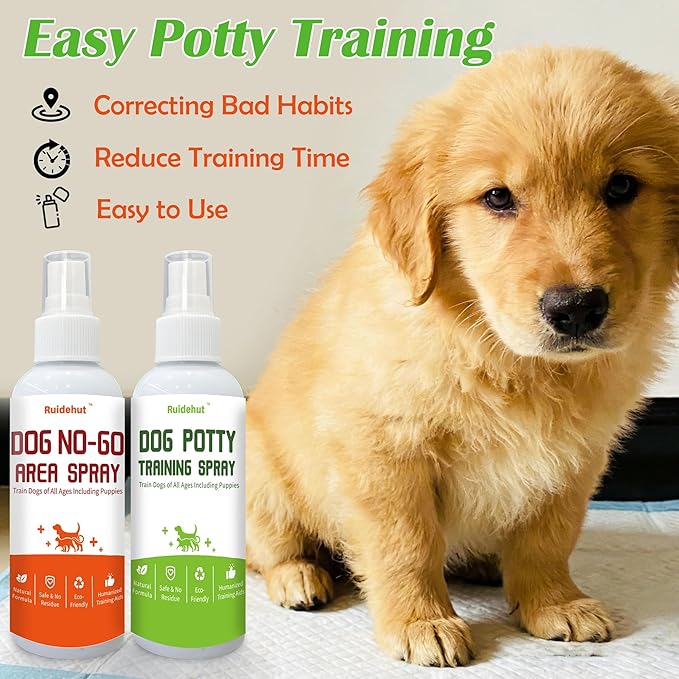 Dog Potty Training Spray & NO-GO Area Spray, Safe & Effective Puppy Pee Spray, Helps Train Puppies & Dogs Where to Potty, Indoor and Outdoor House Training Tool, 1.69 Fl Oz Each
