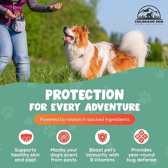 COLORADO DOG 100% Natural Flea & Tick Prevention for Dogs, Chewable – Made in USA Bacon Flavor Soft Chews – Dog Flea & Tick Treatment Control – Oral Pill Repellent Alternative for All Breeds (120 Ct)