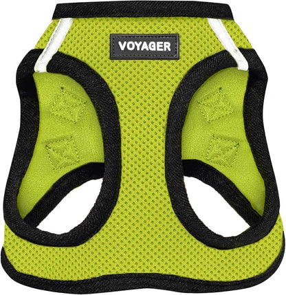 Best Pet Supplies Voyager Step-in Air Harness - All Weather Mesh, Reflective, No Pull Harness for Dogs, Cats - Secure with Hook & Loop Fastener, Buckle, Double D-Rings - Lime Green/Black Trim, XS