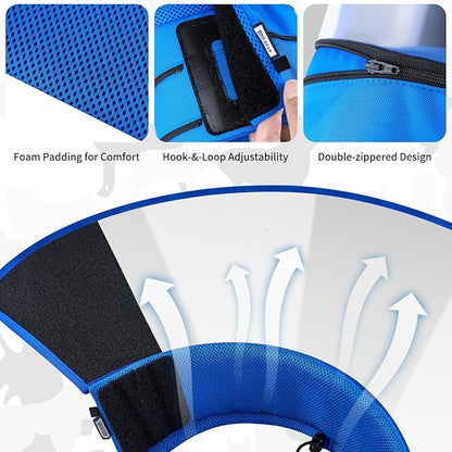 OneTigris Soft Dog Cone for Dogs After Surgery, Breathable Pet Recovery Collar for Large Medium Small Dogs and Cats, Adjustable Dog Cone Collar, Elizabethan Collar (Blue, S)