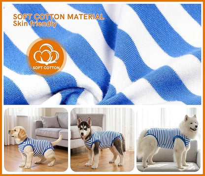 Dog Surgery Recovery Suit Dogs Neuter Spay Female Male Protective Clothes, Blue White S