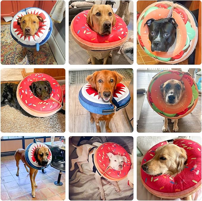 BEAUTYZOO Dog Cone Alternative After Surgery for Large Medium Small Dogs, Soft Inflatable Cone Collar for Dogs Cats, Neck Donut E Collars Dog Recovery Collar to Stop Licking, Chocolate Brown, L