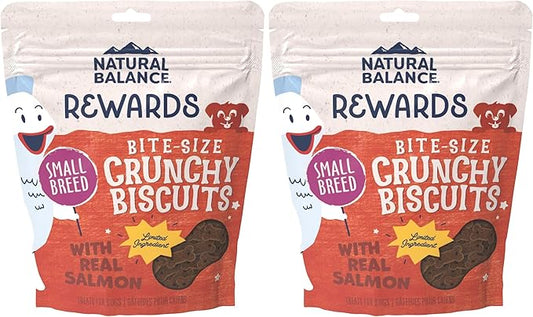 Natural Balance Limited Ingredient Rewards Crunchy Biscuits, Bite-Size Grain-Free Dog Treats for Small-Breed Adult Dogs, Made with Real Salmon, 8 Ounce (Pack of 2)