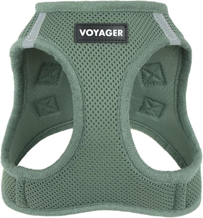 Best Pet Supplies Voyager Step-in Air Harness - All Weather Mesh, Reflective, No Pull Harness for Dogs, Cats - Secure with Hook & Loop Fastener, Buckle, Double D-Rings - Moss Green, L