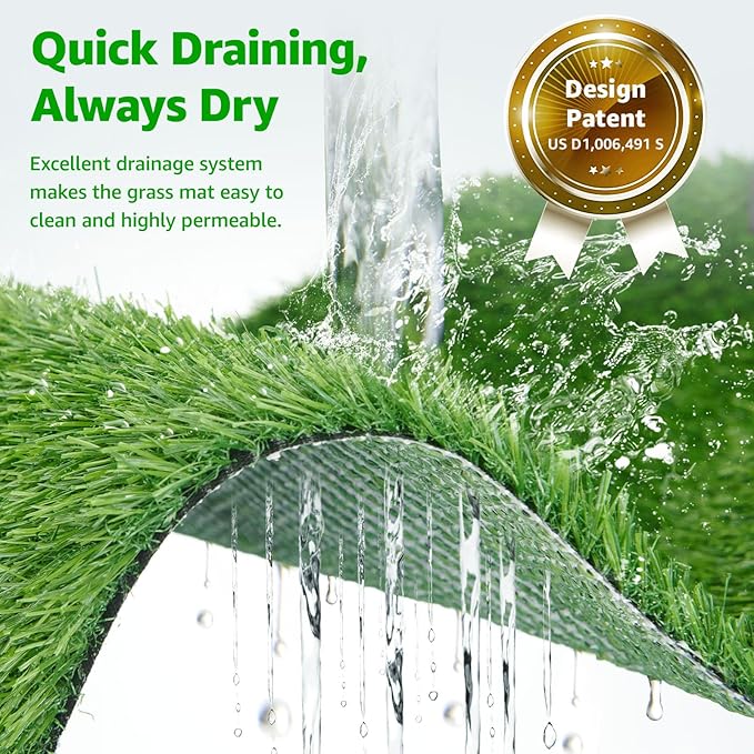 Portable Dog Grass Pad with Tray 35''x23'', Dog Litter Box with Artificial Grass Patch & Washable Reusable Pee Pad for Puppy PottyTraining, Pet Loo Indoor Outdoor Use for Balcony Patio Apartment