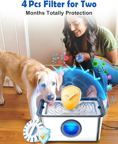 Upgrade Filter Element Pack for FurryPlanet Large Dog Water Fountain Stainless Steel,12L Ultra-Purification Pet Fountain Dog Cat Drinking Dispenser 6in1,Deep Purification Filter,4 Pcs 1 Pack