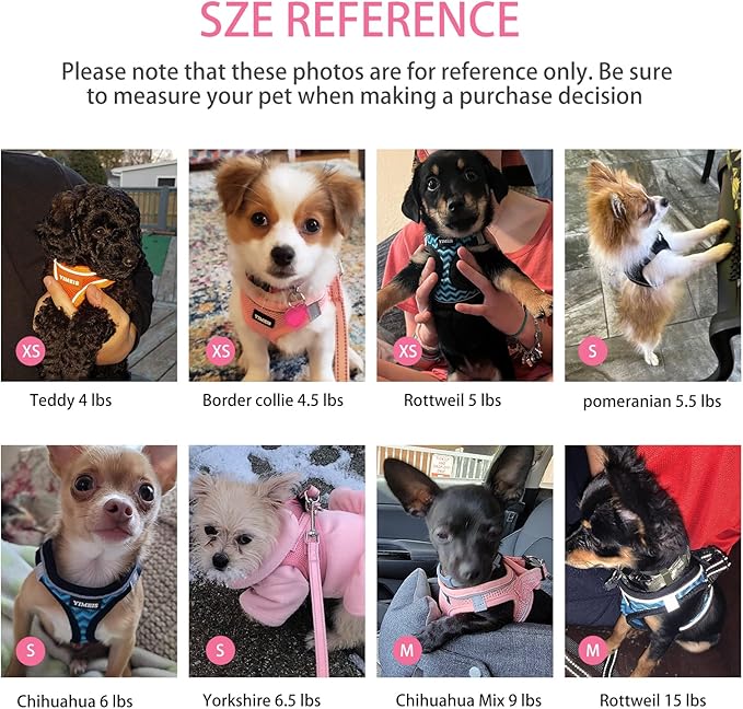Dog Harness for Small Dogs and Leash Set, Honeycomb Grid, Reflective Lightweight Harness & Anti-Twist Pet Lead (Multi Color, Size: XS-S-M) (S, Pink)