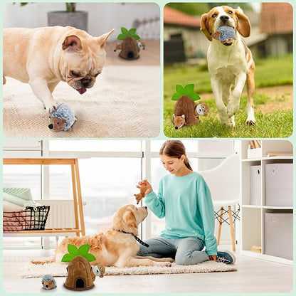Squeaky Dog Toys, Stuffed Large Dog Toys to Keep Them Busy, Interactive Plush Chew Toys with Crinkle Paper, Tough Pet Animal Toys for Small Medium Large (4 Pack)