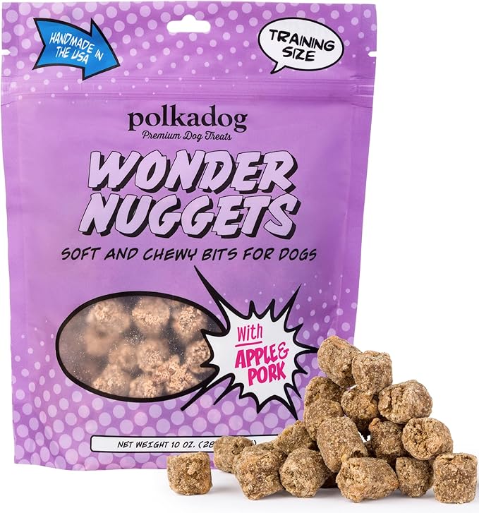 Polkadog Wonder Nuggets Soft & Chewy Dog Treats - Pork & Apple, All Natural, Limited Ingredient, Premium Training Treats for All Breeds, Great for Allergies, Made in USA - 10oz