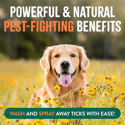 TropiClean Natural Flea & Tick Max Strength Shampoo & Bedding Spray Bundle, Dog Shampoo, Flea & Tick Treatment Protects & Repels - Made in USA