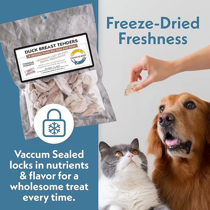 Fresh Is Best Whole Duck Breast Tenders – Made from Unsliced Whole Duck Breast Tenderloins – Raw Freeze Dried Cat Treats in Resealable Zipper Bag – High-Protein for Dogs & Cats – Made in the USA