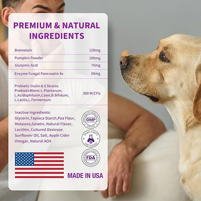 No Poop Chews for Dogs - 200 Chews Stool Eating Deterrent with Probiotics & Digestive Enzymes Supplement - Teeth Health & Immune - No Poop Eating Deterrent for Dogs - Made in USA