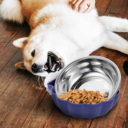 INOOMP Hanging Stainless Steel Dog Feeding Bowl Large Blue Sturdy Pet Feeding Accessory for Puppies and Dogs Household Water and Food Dish