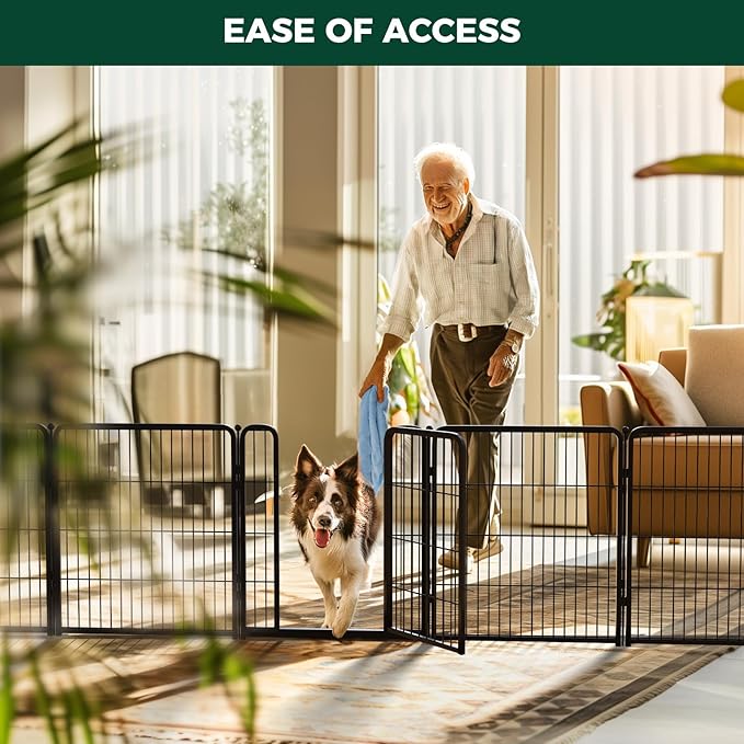 FXW Homeplus Unleashed Indoor Dog Playpen - Stress-Free and Safe Play, Heavy Duty 32 Inch 12 Panels with Connectors (Pack of 2) for Puppy and Small Dogs, Black│Patented