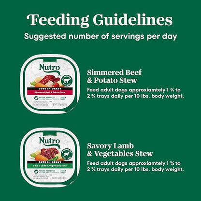 Nutro Natural Choice Cuts in Gravy Wet Dog Food, Grain Free Dog Food Wet Lamb and Beef Recipes Variety Pack, 3.5 oz. Trays (12 Count, Pack of 2)