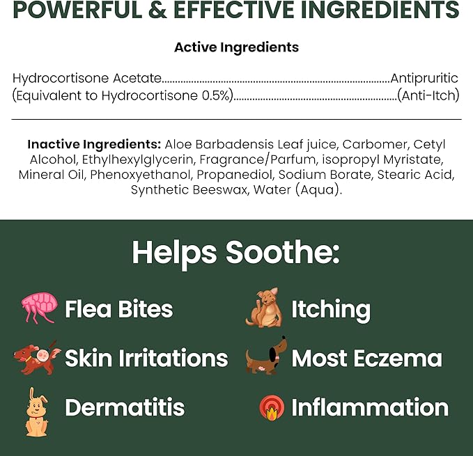 Chew + Heal Labs Hydrocortisone Lotion for Dogs - 4 oz Anti Itch Cream for Irritated Skin, Flea Bites, Itching, and More - Made in the USA
