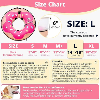 Inflatable Dog Cone with Transparent Shield, Protective Dog Donut Collar After Surgery to Stop Licking, Soft Donut Cone for Large Pets, Adjustable Recovery Collar with Buckle Visibility