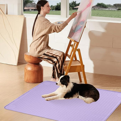 Pee Pads for Dogs, 34" x 22" Extra Large Reusable Silicone Mat, Washable Puppy Training Pads for Potty Training, Non-Slip, Leak-Proof, Indoor Floor Protection (Purple)