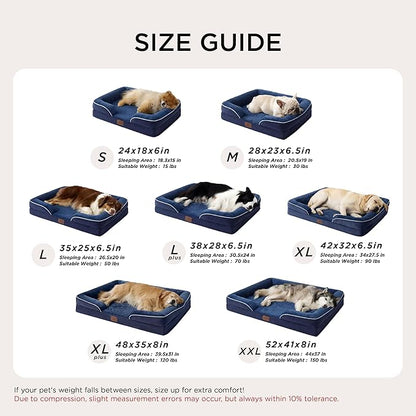 Bedsure Orthopedic Dog Bed for Extra Large Dogs - XL Washable Dog Sofa Beds Large, Supportive Foam Pet Couch Bed with Removable Washable Cover, Waterproof Lining and Nonskid Bottom, Navy Blue