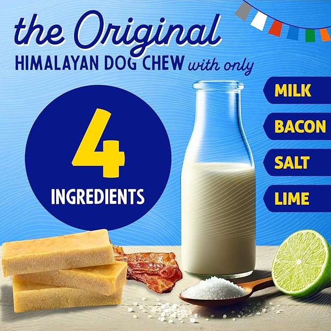 Himalayan Dog Chew Bacon Yak Cheese Dog Chews, The Better-for-You Chew, 100% Natural Long Lasting, Healthy Dog Treats, Lactose & Grain Free, Protein Rich, for Dogs 65 Lbs & Smaller, 2-Count