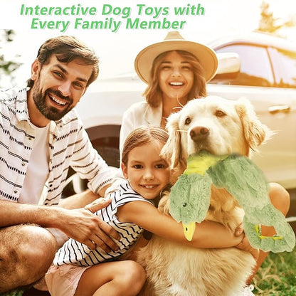Large Plush Squeaky Dog Toys, Interactive Tug of War Puppy Toys for Indoor Play - Duck Stuffed Dog Toys with Soft Fabric for Small, Medium, and Large Pets