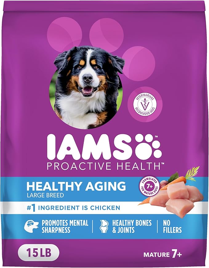 IAMS Proactive Health Dry Dog Food, Large Breed Mature Premium Adult Dog Food for Large Breeds, with Chicken, 15 Lb. Bag