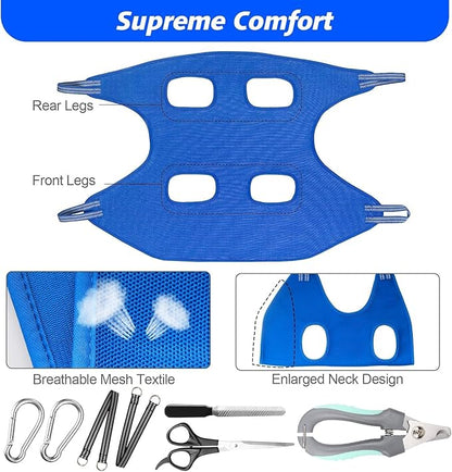 ATESON Pet Grooming Hammock with Nail Clippers/Nail Trimmers/Grooming Scissors, Dog Grooming Harness for Nail Trimming, Pet Grooming Sling Helper