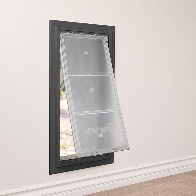 Endura Flap Pet Door for Walls in Black | Energy-Efficient Single Flap Design for Wall Installations | All-Weather Protection with All-Metal Telescoping Tunnel | Black, XL, Single Flap