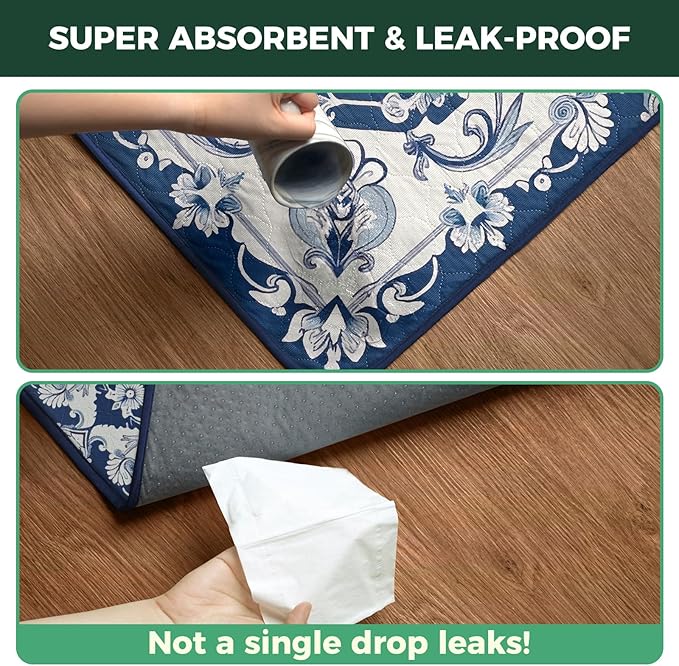 FXW Washable Pee Pads for Dogs, Leak-Proof & Non-Slip, Specifically Designed for Potty Training, 35" Square, Mandala Blue, 2 Packs